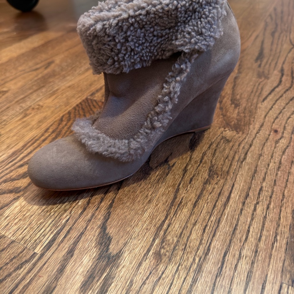 Ann Taylor Taupe Suede Wedge Boots